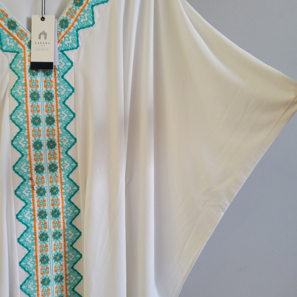 NEW Cabana Life Embroidered Pom Tassel Swim Cover Up S M - Picture 6 of 11